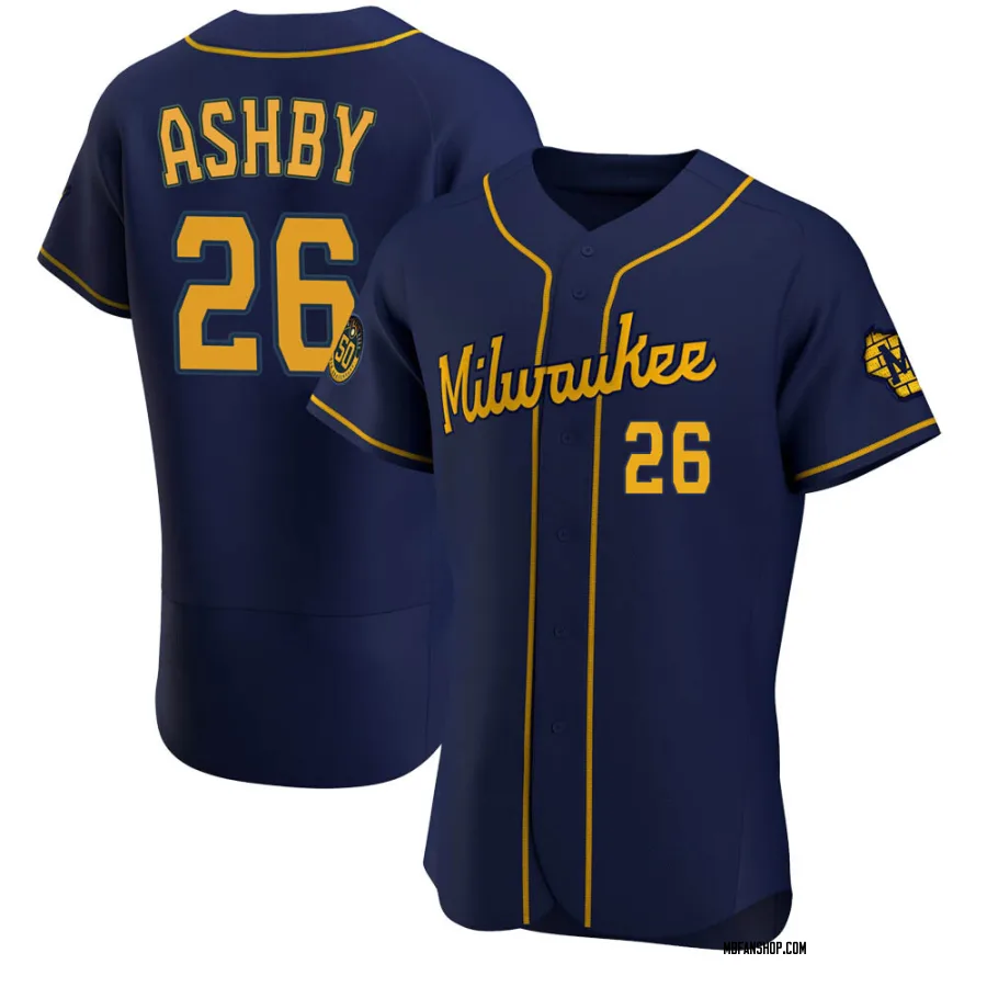 Authentic Men's Aaron Ashby Milwaukee Brewers Alternate Jersey - Navy
