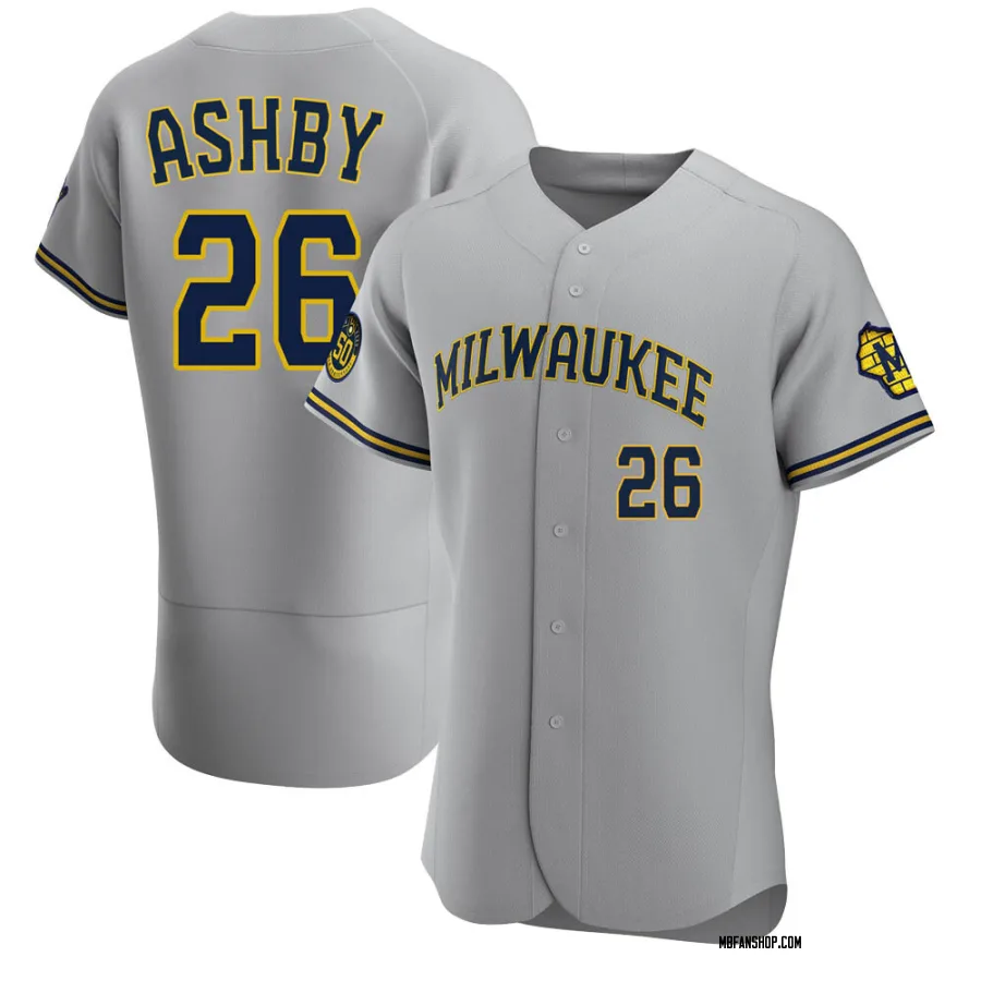 Authentic Men's Aaron Ashby Milwaukee Brewers Road Jersey - Gray