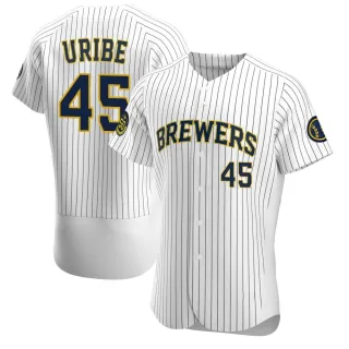 Authentic Men's Abner Uribe Milwaukee Brewers Alternate Jersey - White