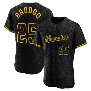 Authentic Men's Akil Baddoo Milwaukee Brewers Snake Skin City Jersey - Black
