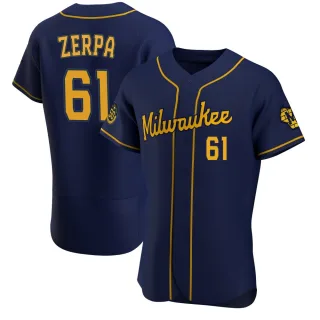 Authentic Men's Angel Zerpa Milwaukee Brewers Alternate Jersey - Navy