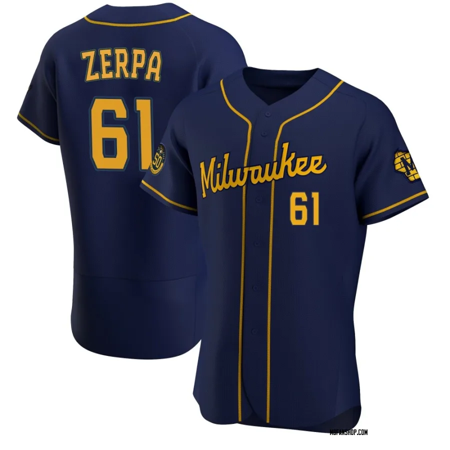 Authentic Men's Angel Zerpa Milwaukee Brewers Alternate Jersey - Navy