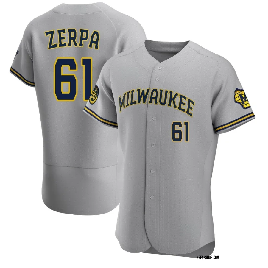 Authentic Men's Angel Zerpa Milwaukee Brewers Road Jersey - Gray