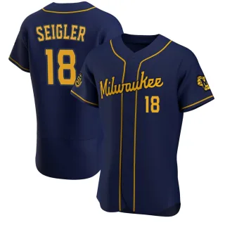 Authentic Men's Anthony Seigler Milwaukee Brewers Alternate Jersey - Navy