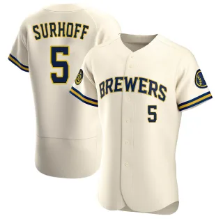 Authentic Men's Bj Surhoff Milwaukee Brewers Home Jersey - Cream