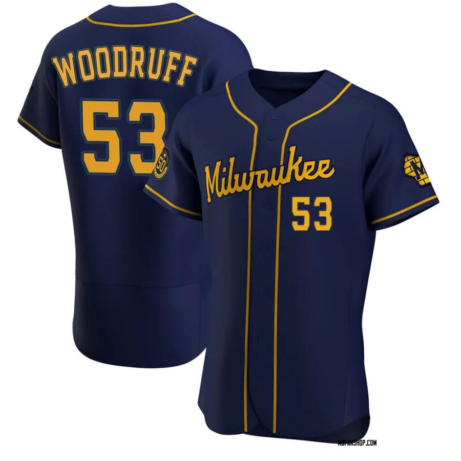 Authentic Men's Brandon Woodruff Milwaukee Brewers Alternate Jersey - Navy