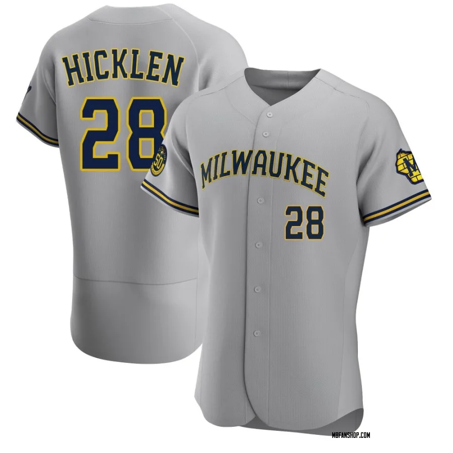 Authentic Men's Brewer Hicklen Milwaukee Brewers Road Jersey - Gray