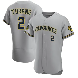 Authentic Men's Brice Turang Milwaukee Brewers Road Jersey - Gray
