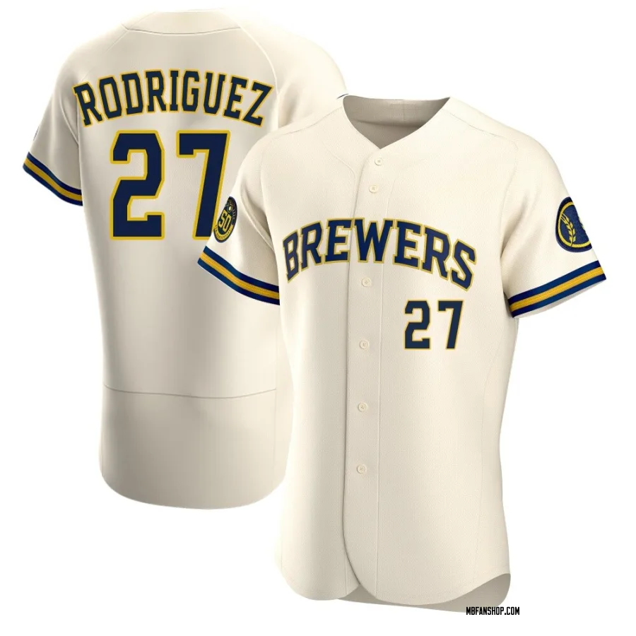 Authentic Men's Carlos Rodriguez Milwaukee Brewers Home Jersey - Cream