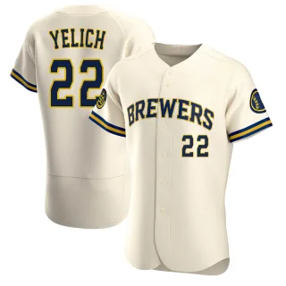 Authentic Men's Christian Yelich Milwaukee Brewers Home Jersey - Cream