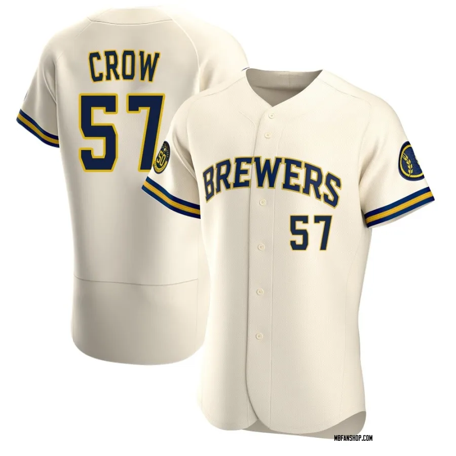 Authentic Men's Coleman Crow Milwaukee Brewers Home Jersey - Cream