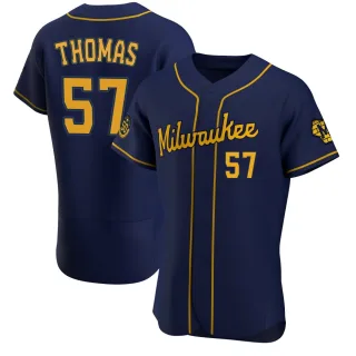 Authentic Men's Connor Thomas Milwaukee Brewers Alternate Jersey - Navy