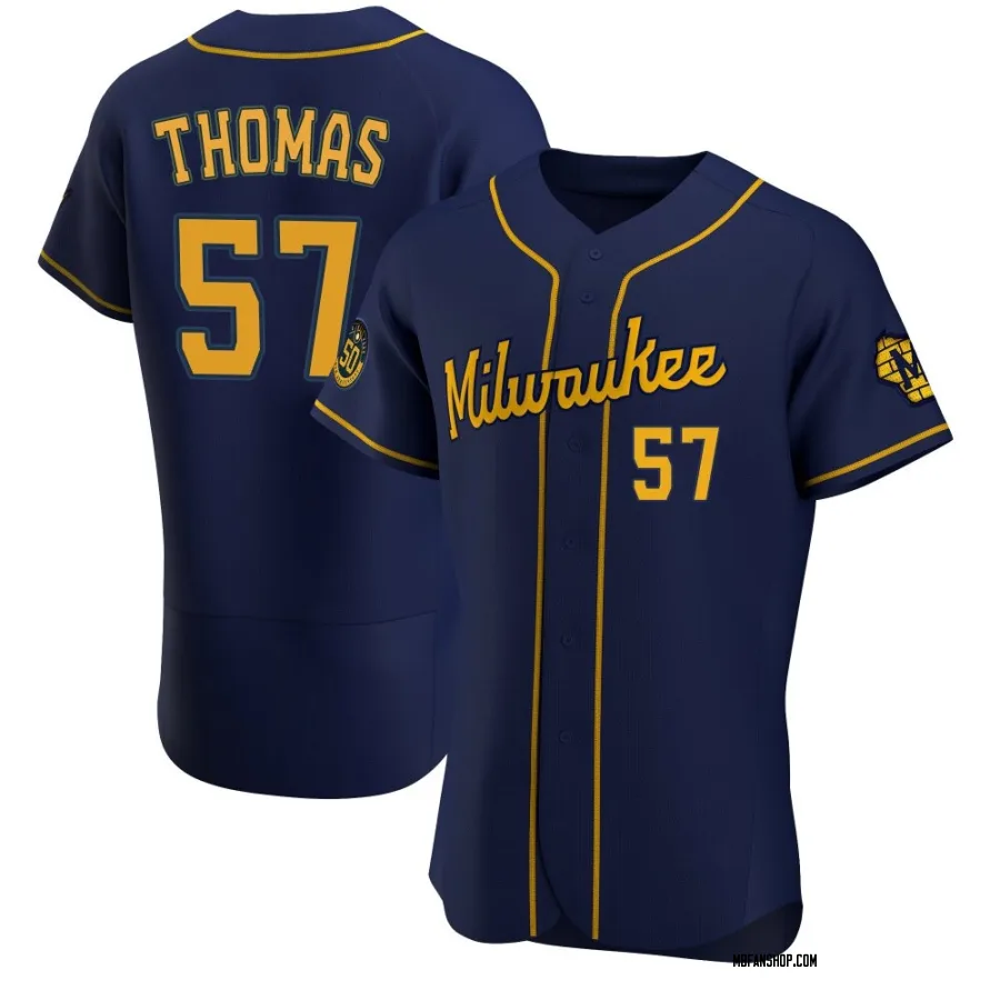 Authentic Men's Connor Thomas Milwaukee Brewers Alternate Jersey - Navy