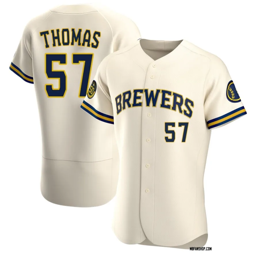 Authentic Men's Connor Thomas Milwaukee Brewers Home Jersey - Cream