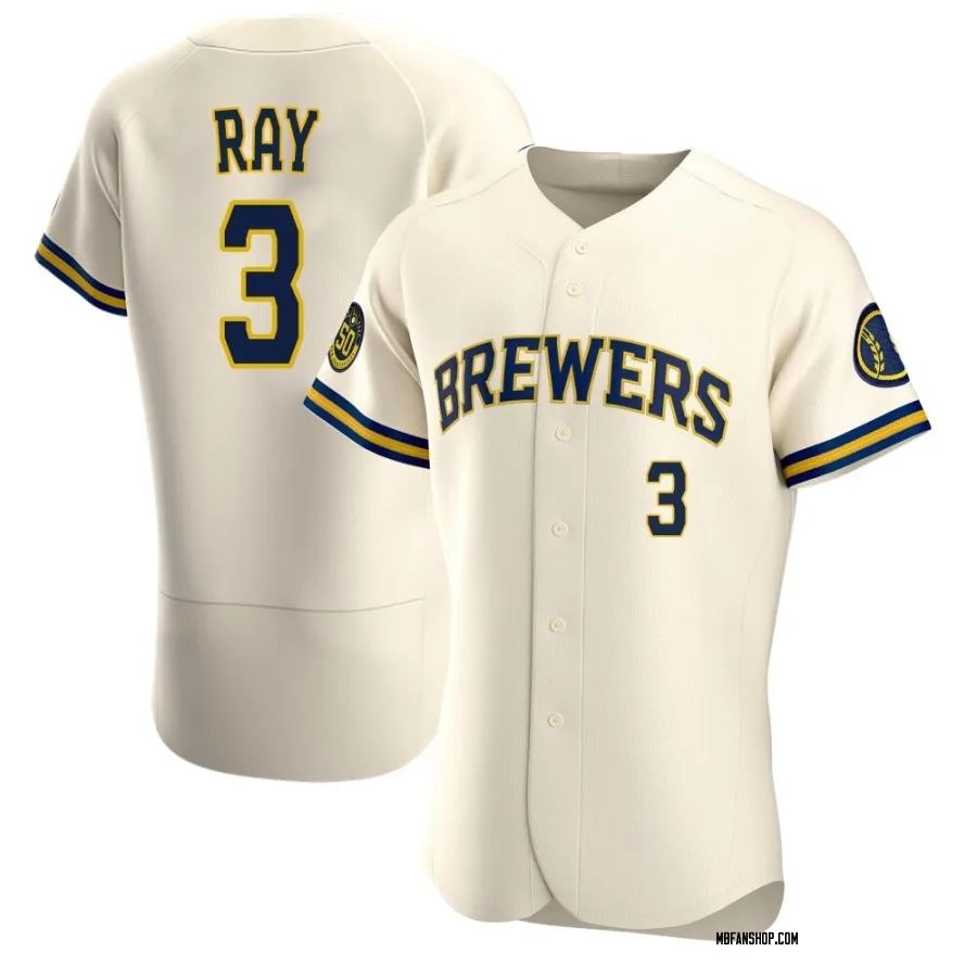 Authentic Men's Corey Ray Milwaukee Brewers Home Jersey - Cream