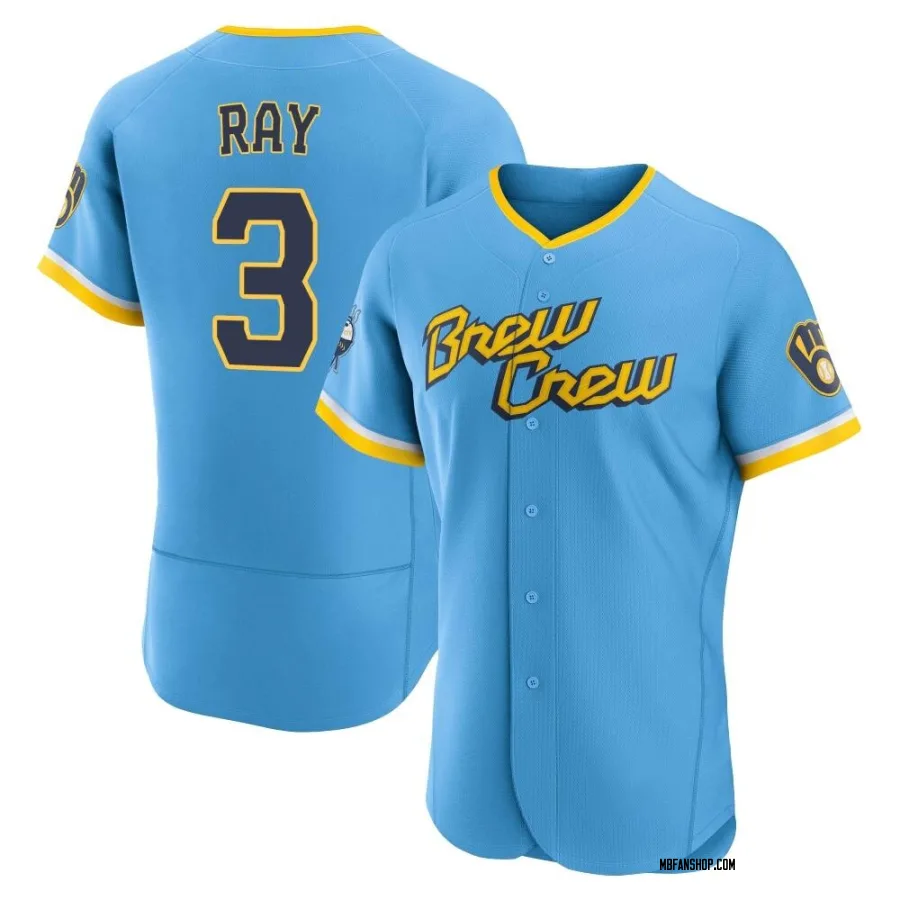 Authentic Men's Corey Ray Milwaukee Brewers Powder 2022 City Connect Jersey - Blue