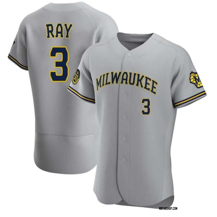 Authentic Men's Corey Ray Milwaukee Brewers Road Jersey - Gray