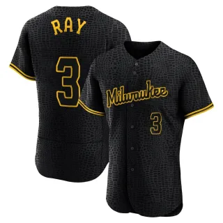 Authentic Men's Corey Ray Milwaukee Brewers Snake Skin City Jersey - Black