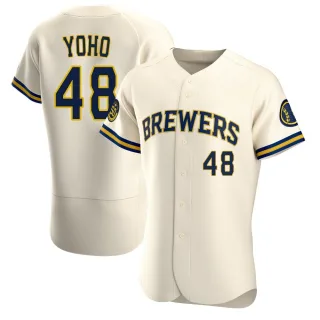 Authentic Men's Craig Yoho Milwaukee Brewers Home Jersey - Cream