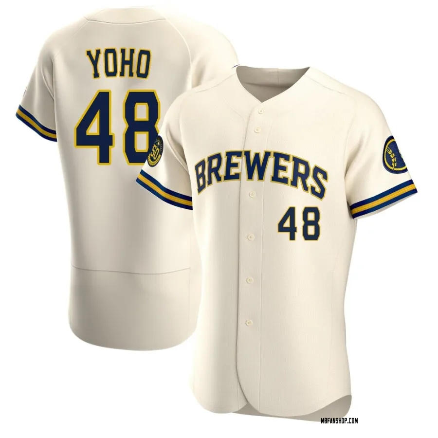 Authentic Men's Craig Yoho Milwaukee Brewers Home Jersey - Cream
