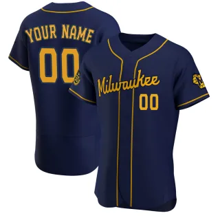 Authentic Men's Custom Milwaukee Brewers Alternate Jersey - Navy