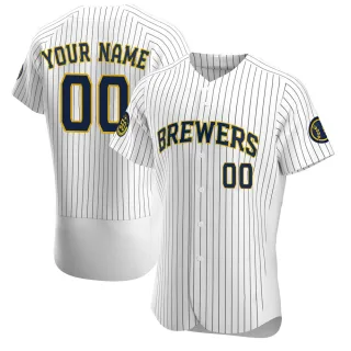 Authentic Men's Custom Milwaukee Brewers Alternate Jersey - White