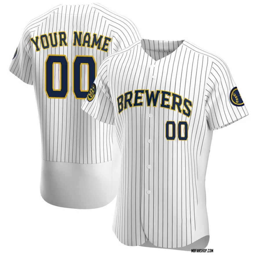 Authentic Men's Custom Milwaukee Brewers Alternate Jersey - White