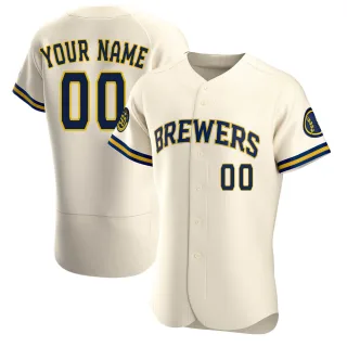 Authentic Men's Custom Milwaukee Brewers Home Jersey - Cream