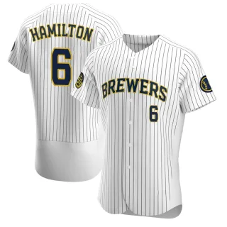 Authentic Men's David Hamilton Milwaukee Brewers Alternate Jersey - White