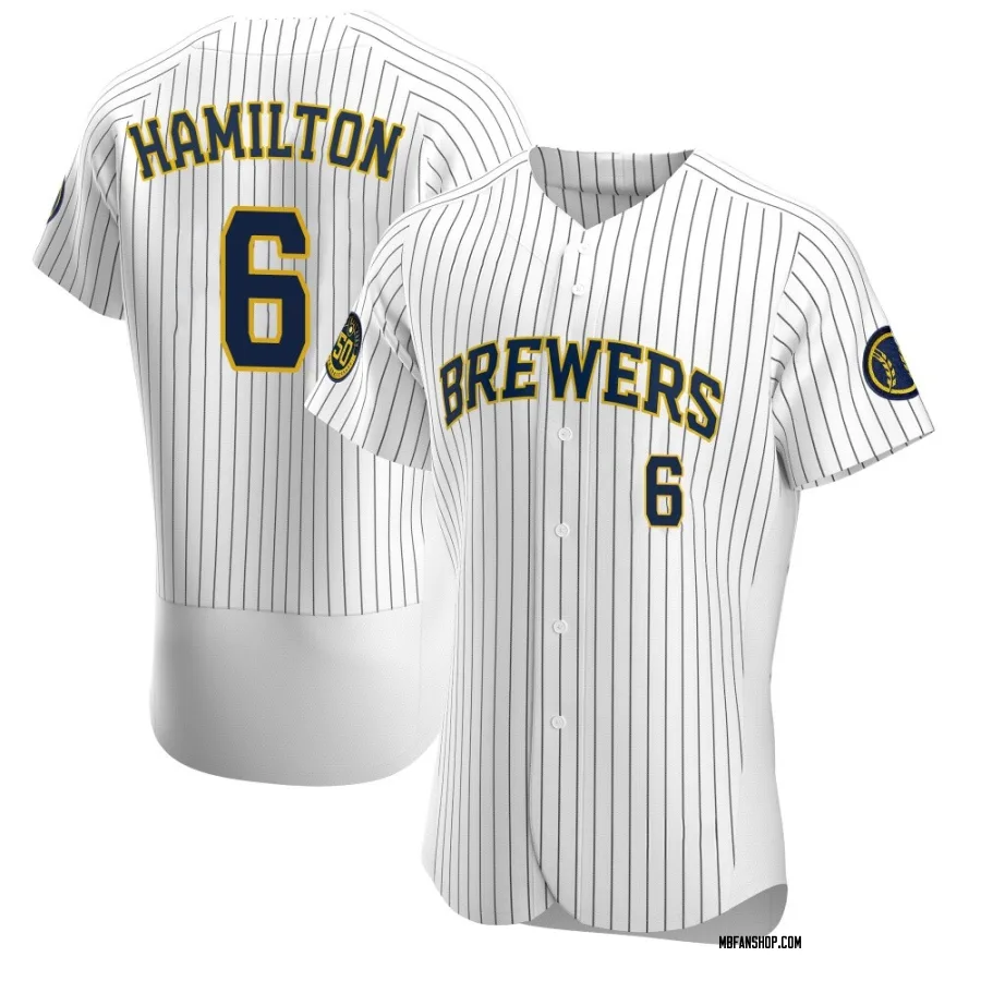 Authentic Men's David Hamilton Milwaukee Brewers Alternate Jersey - White