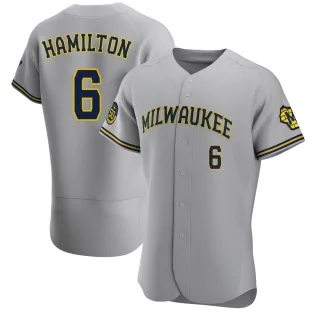 Authentic Men's David Hamilton Milwaukee Brewers Road Jersey - Gray