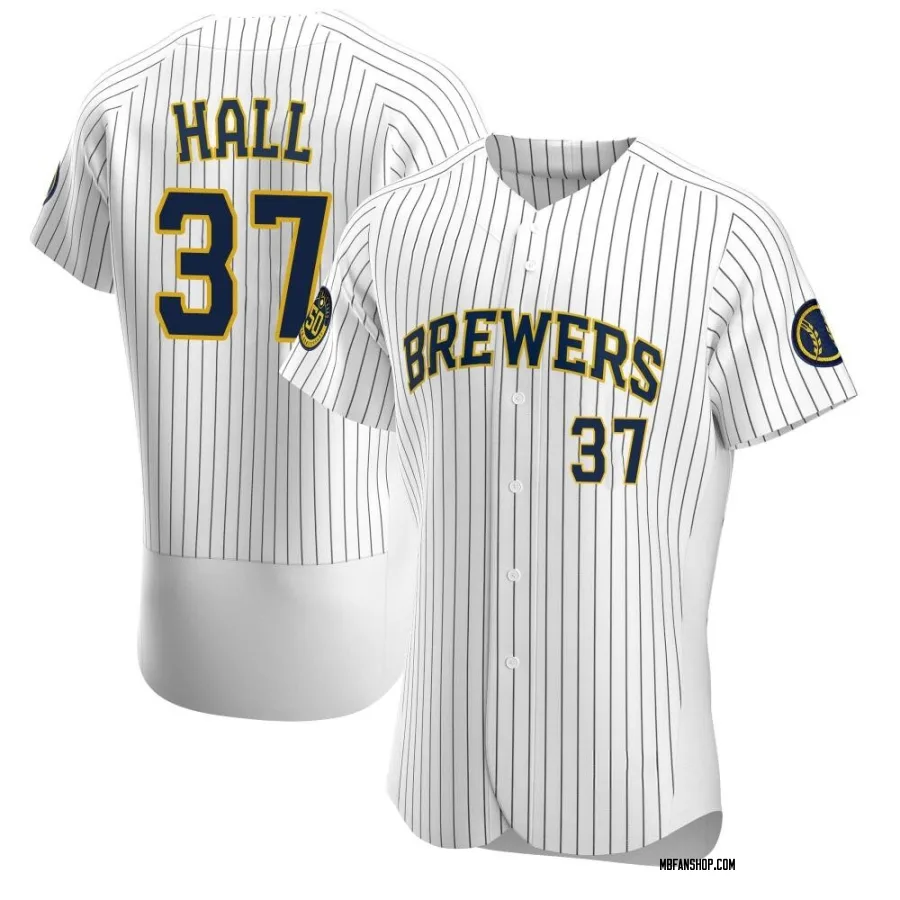 Authentic Men's DL Hall Milwaukee Brewers Alternate Jersey - White