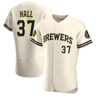 Authentic Men's DL Hall Milwaukee Brewers Home Jersey - Cream