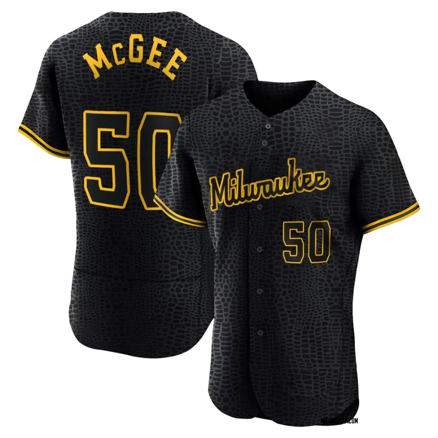 Authentic Men's Easton McGee Milwaukee Brewers Snake Skin City Jersey - Black