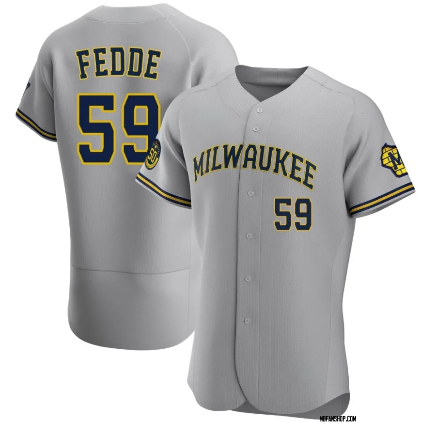 Authentic Men's Erick Fedde Milwaukee Brewers Road Jersey - Gray