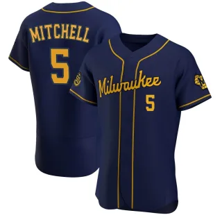 Authentic Men's Garrett Mitchell Milwaukee Brewers Alternate Jersey - Navy