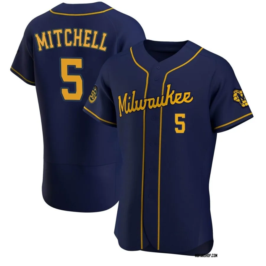 Authentic Men's Garrett Mitchell Milwaukee Brewers Alternate Jersey - Navy