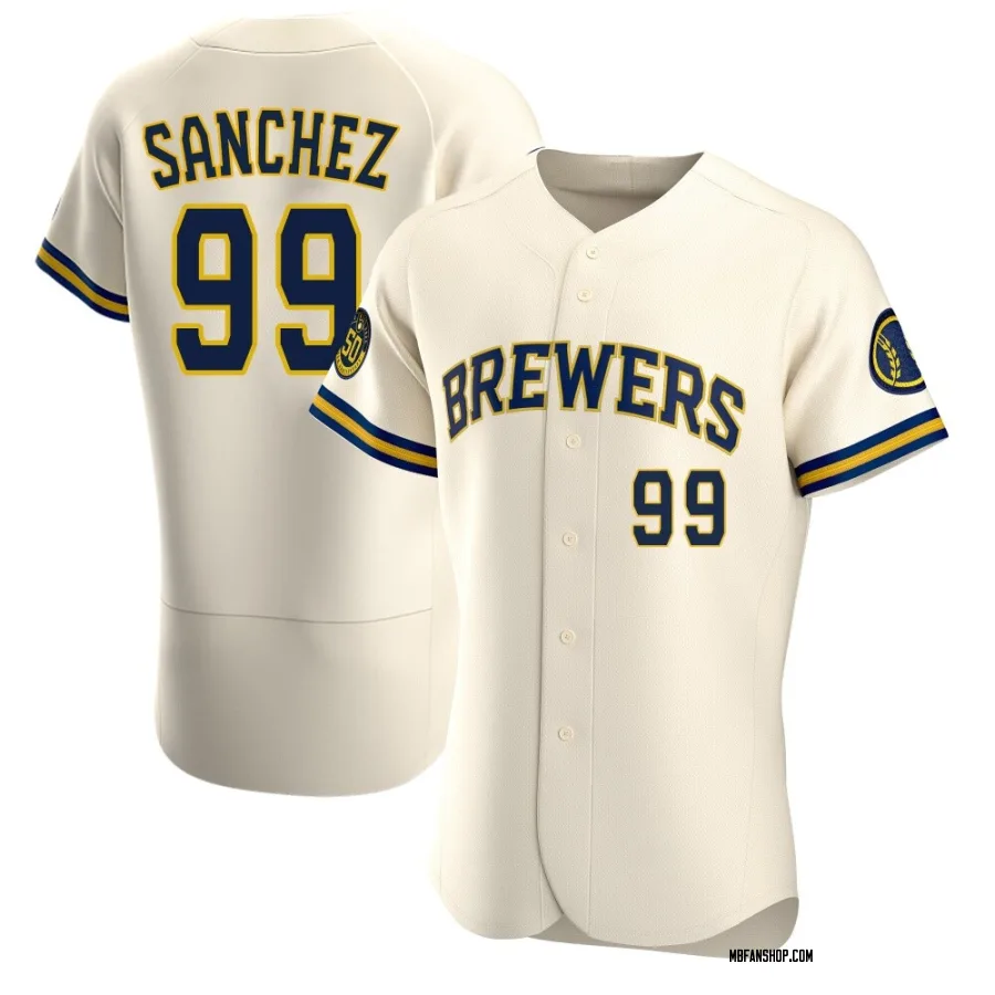 Authentic Men's Gary Sanchez Milwaukee Brewers Home Jersey - Cream