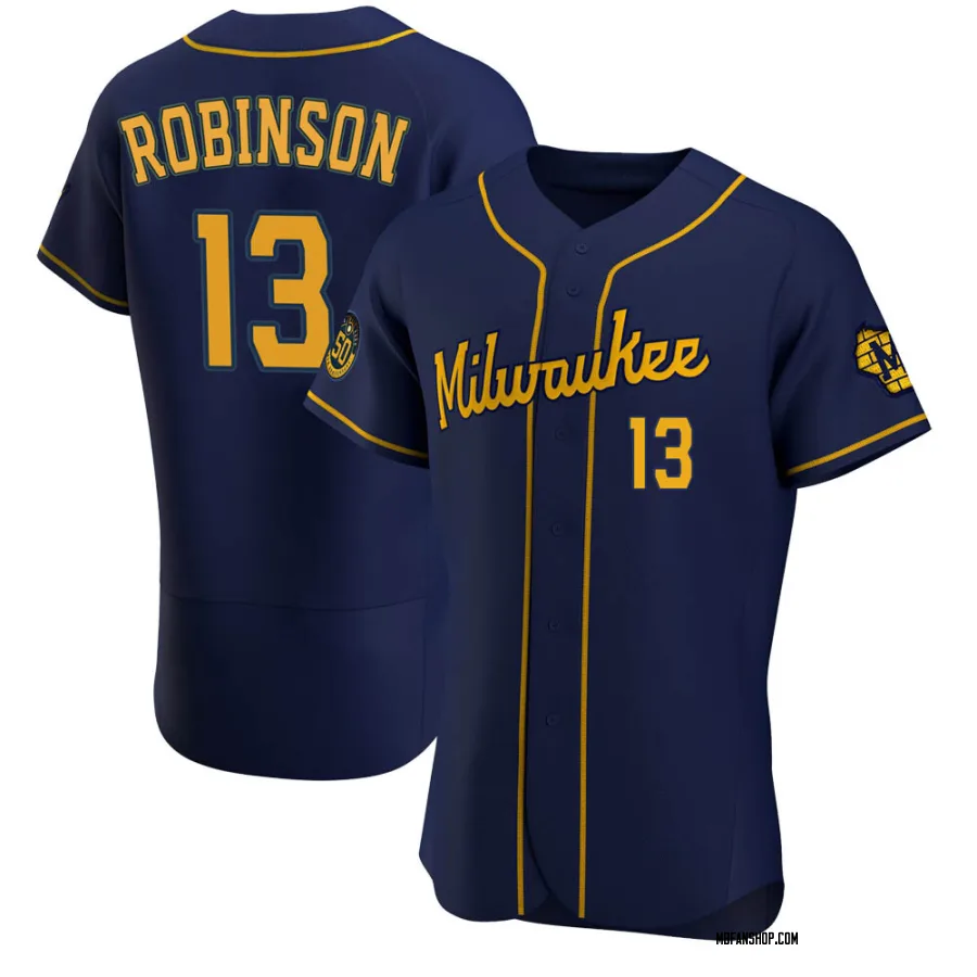 Authentic Men's Glenn Robinson Milwaukee Brewers Alternate Jersey - Navy