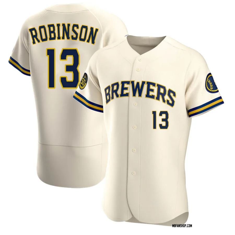 Authentic Men's Glenn Robinson Milwaukee Brewers Home Jersey - Cream