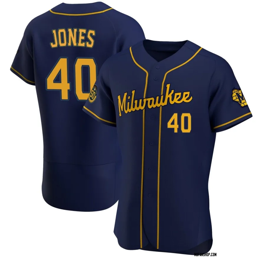 Authentic Men's Greg Jones Milwaukee Brewers Alternate Jersey - Navy