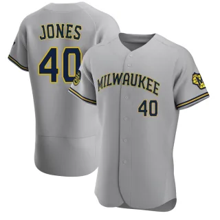 Authentic Men's Greg Jones Milwaukee Brewers Road Jersey - Gray
