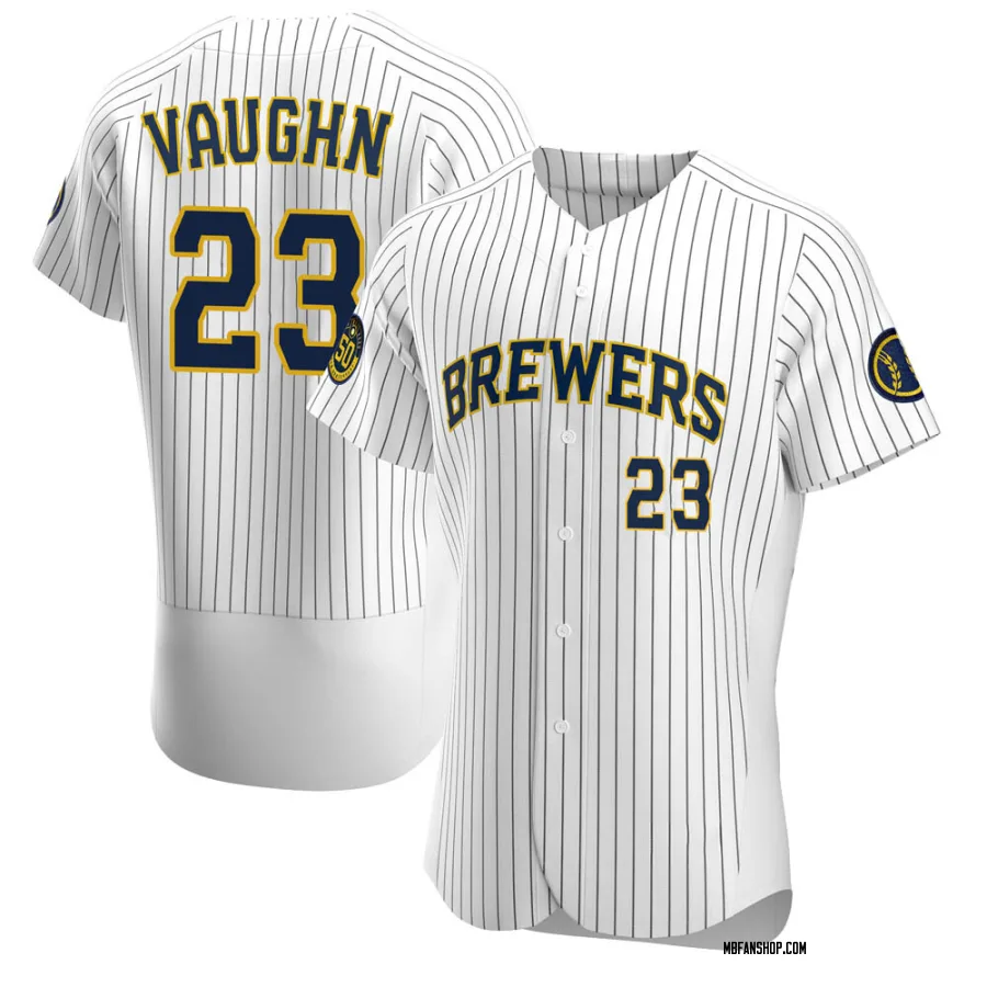 Authentic Men's Greg Vaughn Milwaukee Brewers Alternate Jersey - White