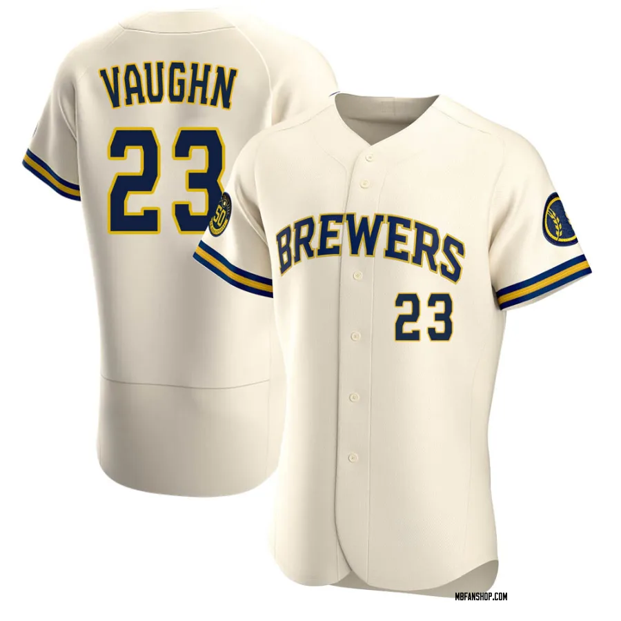 Authentic Men's Greg Vaughn Milwaukee Brewers Home Jersey - Cream