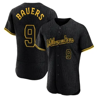 Authentic Men's Jake Bauers Milwaukee Brewers Snake Skin City Jersey - Black
