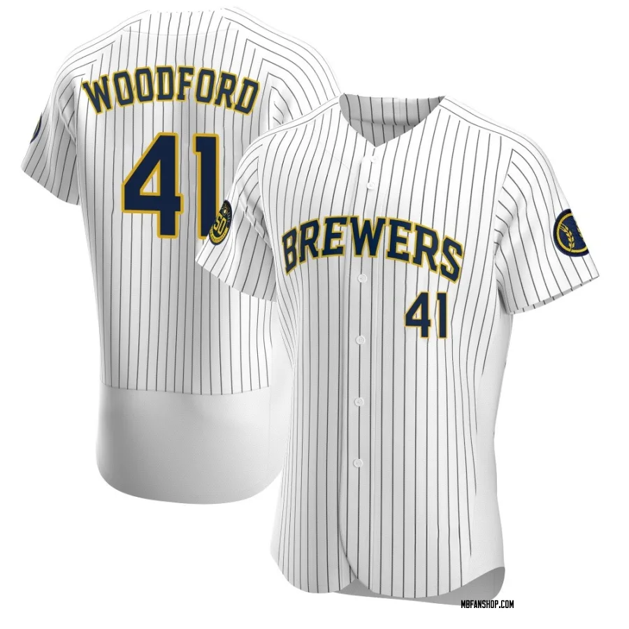 Authentic Men's Jake Woodford Milwaukee Brewers Alternate Jersey - White