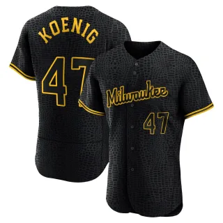 Authentic Men's Jared Koenig Milwaukee Brewers Snake Skin City Jersey - Black