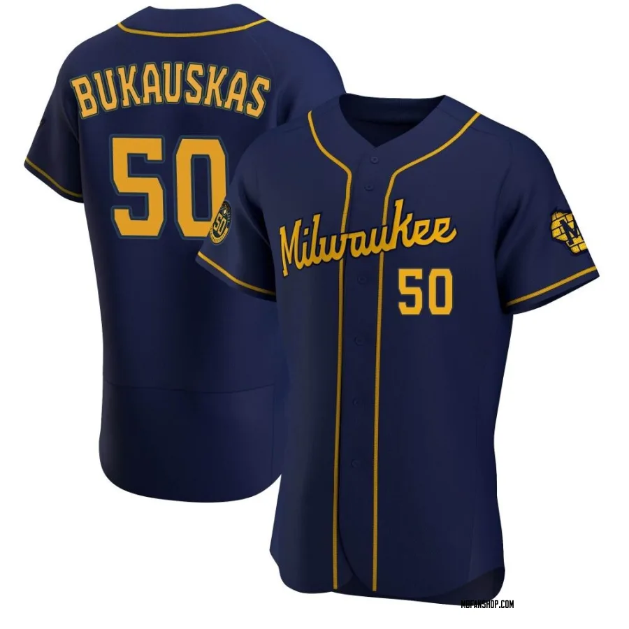 Authentic Men's J.B. Bukauskas Milwaukee Brewers Alternate Jersey - Navy