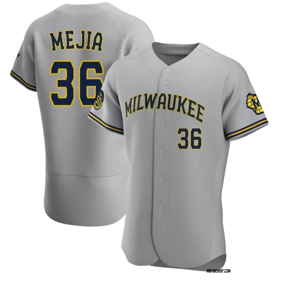 Authentic Men's J.C. Mejia Milwaukee Brewers Road Jersey - Gray