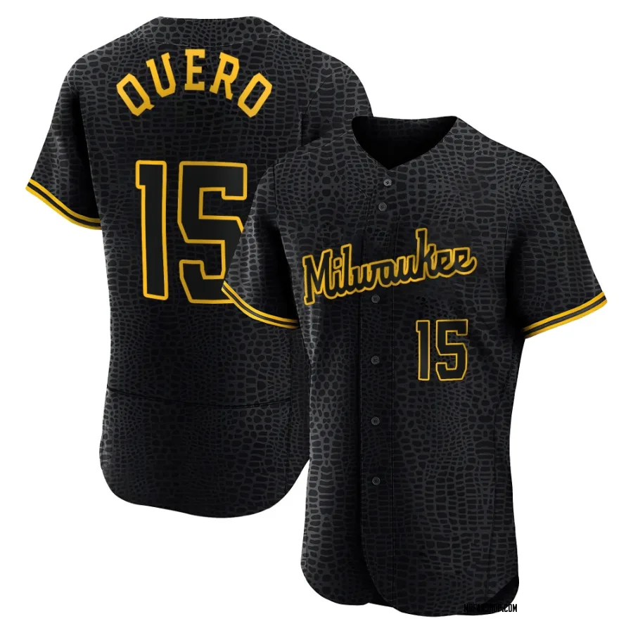 Authentic Men's Jeferson Quero Milwaukee Brewers Snake Skin City Jersey - Black